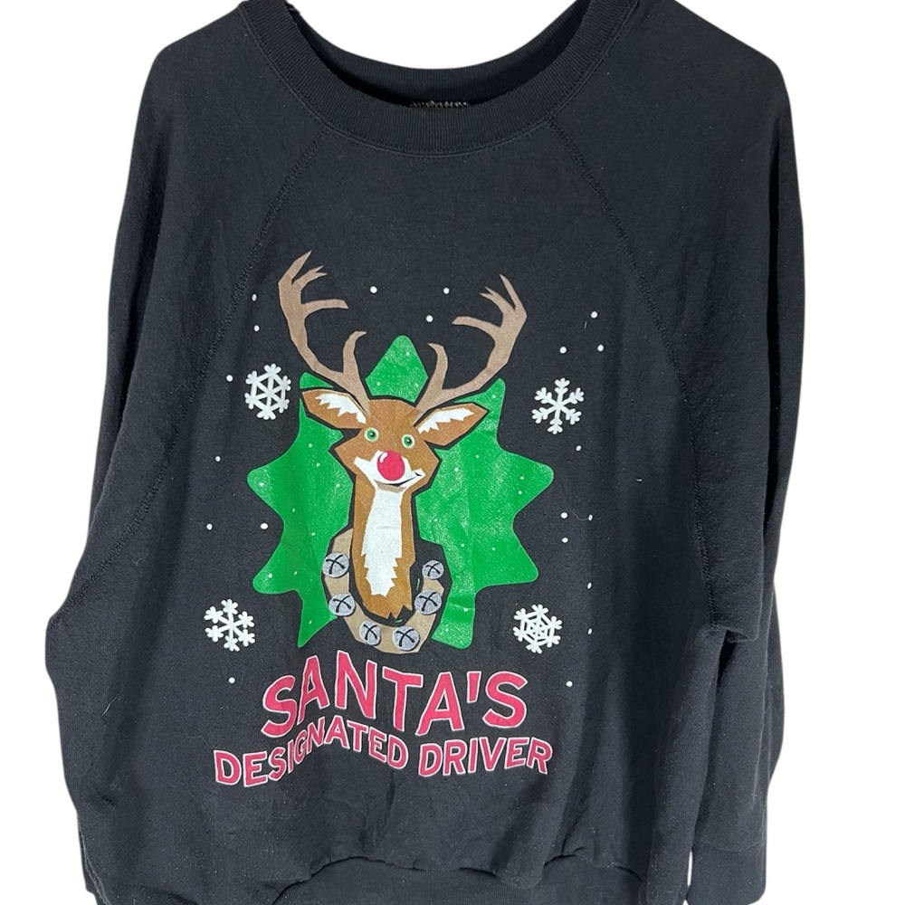Vintage Santa's Designated Driver Black Sweatshirt Size 2XL